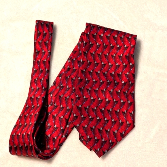 Red Donkey Patterned Men's Tie - Picture 1 of 7
